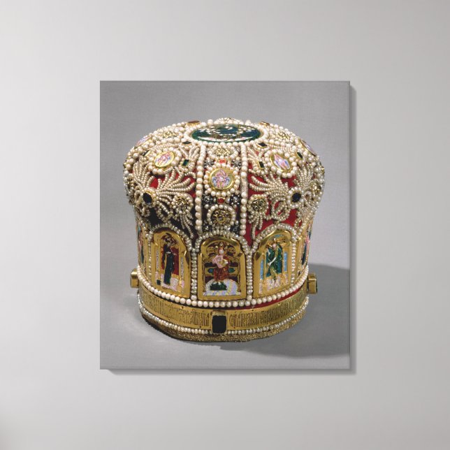 Mitre crown set with pearls and precious canvas print (Front)