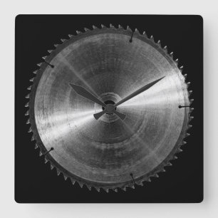 Mitre Saw Blade-BW Square Wall Clock