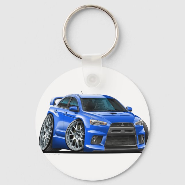 Mitsubishi Evo Blue Car Key Ring (Front)
