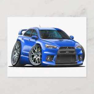 Mitsubishi Evo Blue Car Postcard