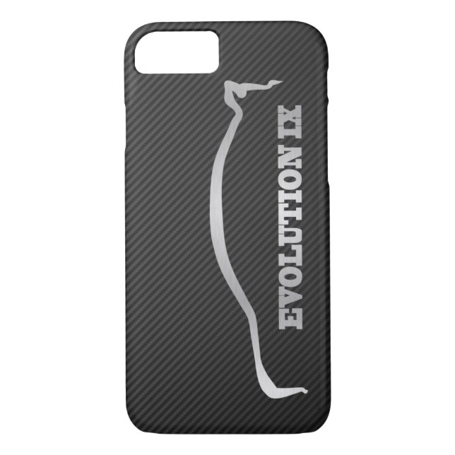 Mitsubishi Evo IX Silver Silhouette & Faux Carbon Case-Mate iPhone Case (Back)