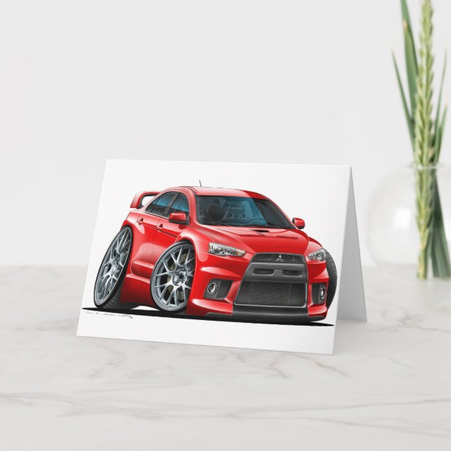 Mitsubishi Evo Red Car Card (Front)