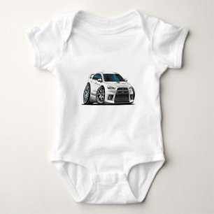 Mitsubishi Evo White Car Baby Bodysuit