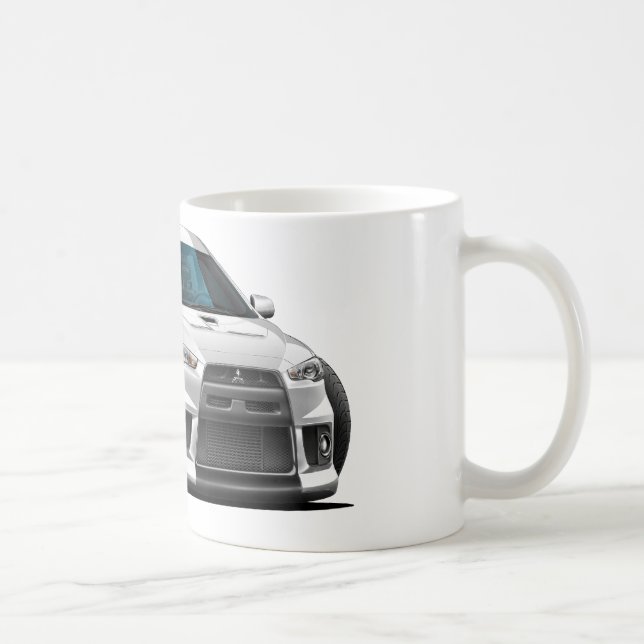 Mitsubishi Evo White Car Coffee Mug (Right)