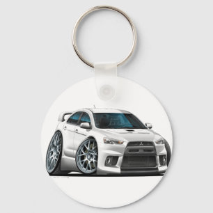Mitsubishi Evo White Car Key Ring