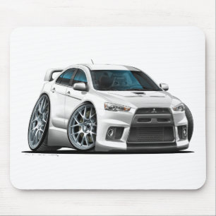Mitsubishi Evo White Car Mouse Mat