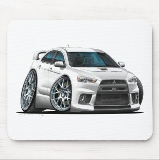 Mitsubishi Evo White Car Mouse Mat