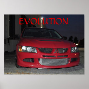 Mitsubishi Evolution At Night Poster