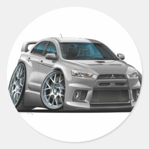 Mitsubishi Silver Car Classic Round Sticker