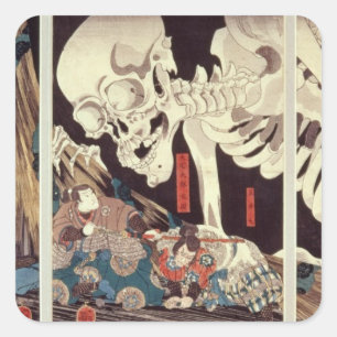 Mitsukini Defying the Skeleton Spectre, c.1845 Square Sticker