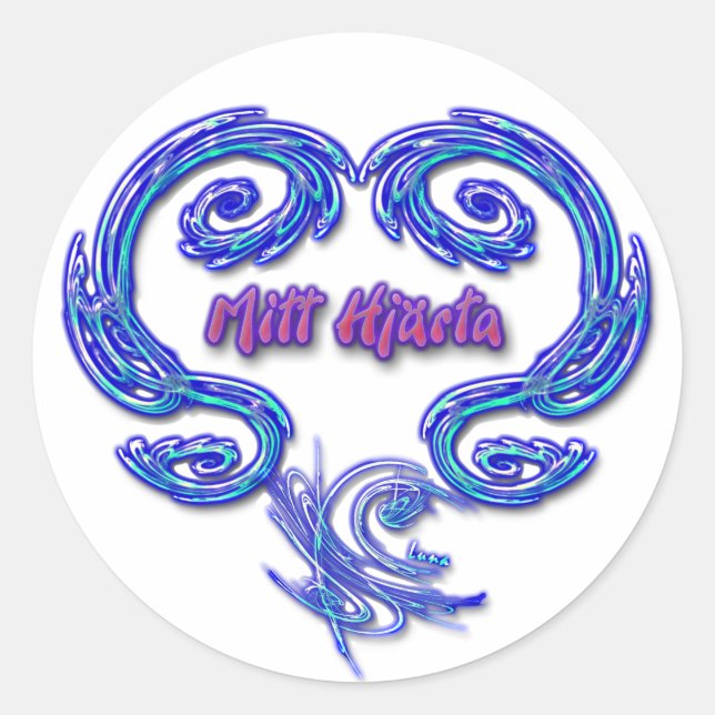 Mitt Hjarta Sticker (Swedish - white) (Front)
