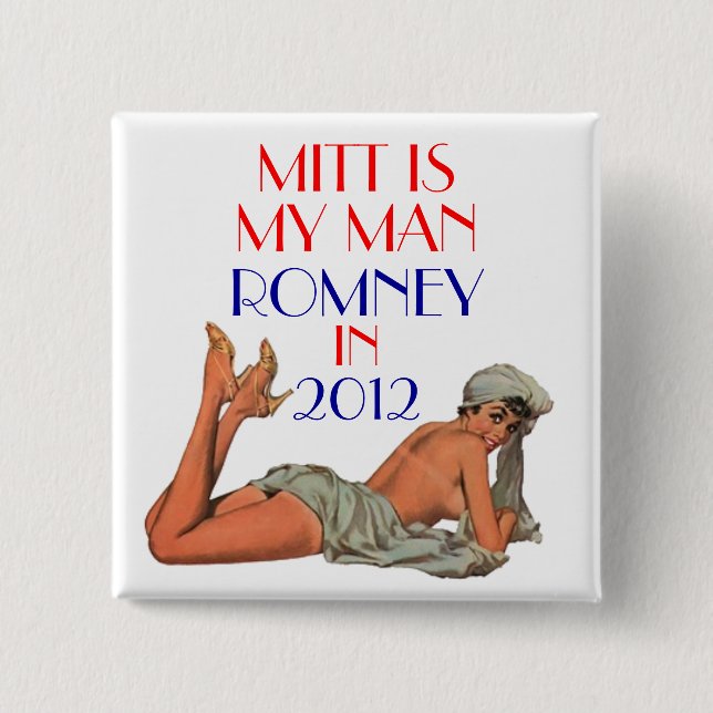 mitt is my man romney 15 cm square badge (Front)