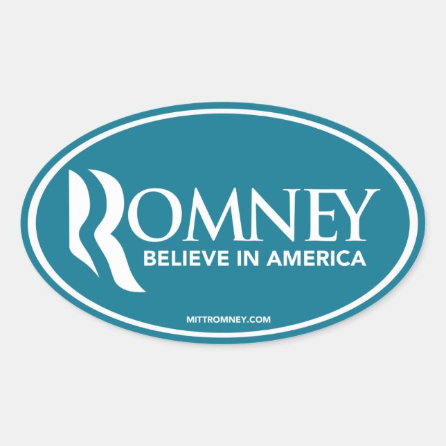 Mitt Romney Believe In America (Blue Oval Sticker) Oval Sticker (Front)