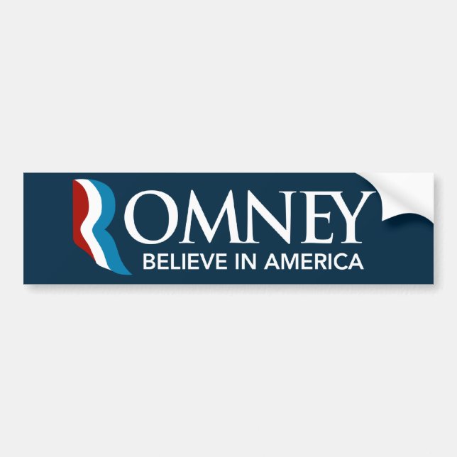 Mitt Romney Believe In America Bumper Sticker Blue (Front)