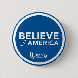 Mitt Romney Believe In America Logo (Blue) 6 Cm Round Badge