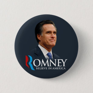 Mitt Romney Believe In America Portrait Dark Blue 6 Cm Round Badge