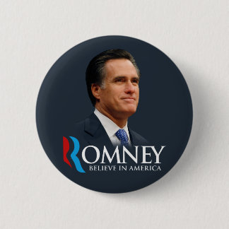 Mitt Romney Believe In America Portrait Dark Blue 6 Cm Round Badge