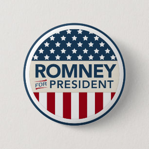 Mitt Romney For President 2012 (Flag Style) 6 Cm Round Badge