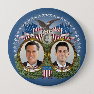 Mitt Romney Paul Ryan Photo 10 Cm Round Badge