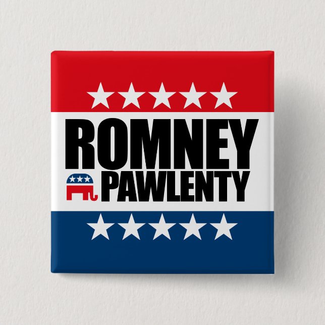Mitt Romney Tim Pawlenty 2012 15 Cm Square Badge (Front)