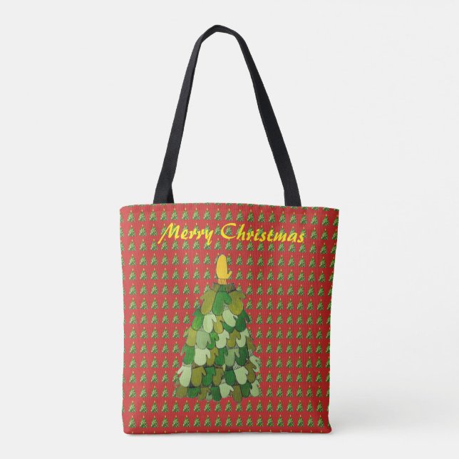 Mitten Tree Christmas Tote Bag (Back)