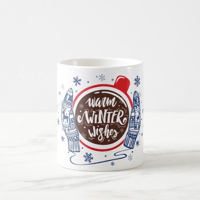 Mittens And Cocoa Warm Winter Wishes Holiday Coffee Mug (Center)