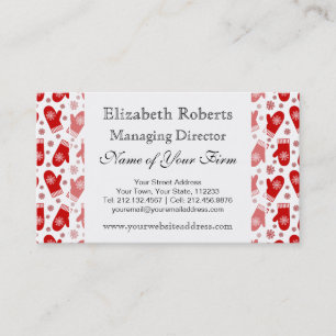 Mittens and Snowflakes Retro Christmas Ski Holiday Business Card