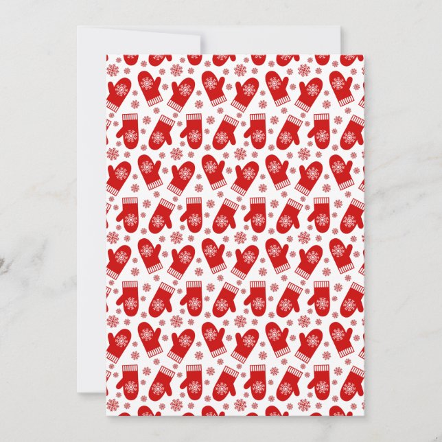 Mittens and Snowflakes Retro Christmas Ski Holiday Invitation (Front)