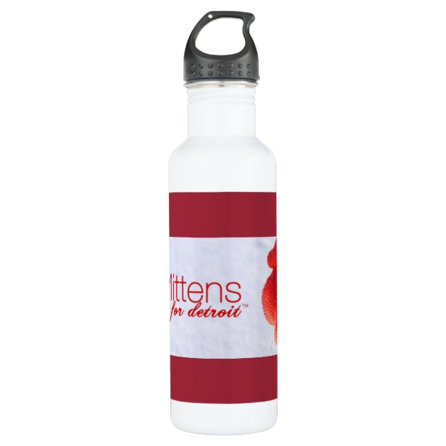 Mittens for Detroit Water Bottle (24 oz), White (Front)