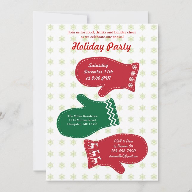 Mittens Holiday Party Invitation (Front)
