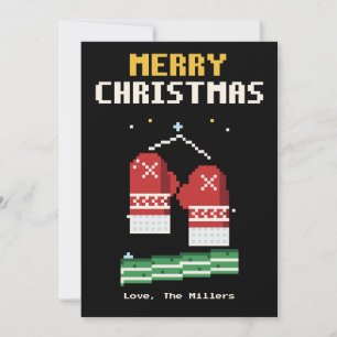 Mittens Pixel Art Christmas Card