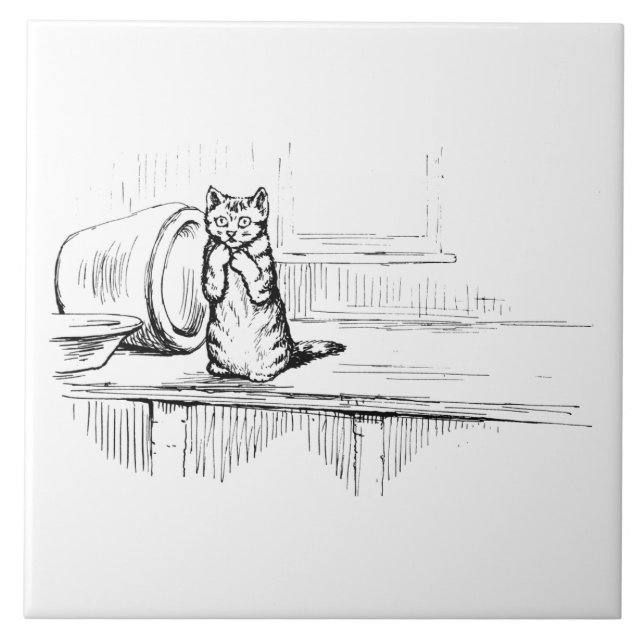 Mittens the Kitten (Scaredy Cat) (Beatrix Potter) Tile (Front)
