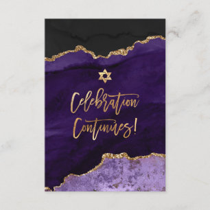 ✡ Mitzvah Celebration Watercolor Agate Purple  Enclosure Card