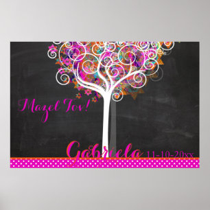 Mitzvah Chalkboard Tree of Life Sign In Board