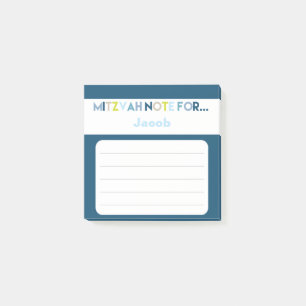 Mitzvah Note Child's Name Post-it Notes Blue