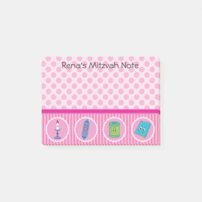 Mitzvah Note Post it Pad - girls (Front)