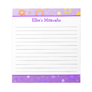 Mitzvah Notepad - Purple Star of David