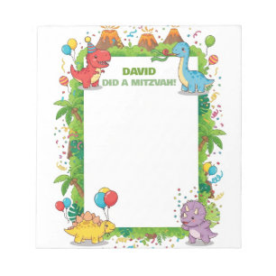 Mitzvah Notes for kids Cute Dinosaur Party Notepad