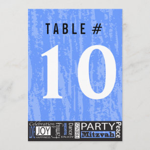 MITZVAH WORDS Bar Bat Invitation Table Number Card