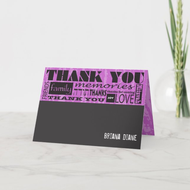 MITZVAH WORDS SAYINGS Bar Bat Thank You Card (Front)