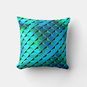 Mix 3D and green and to bluish, repeated squares Cushion