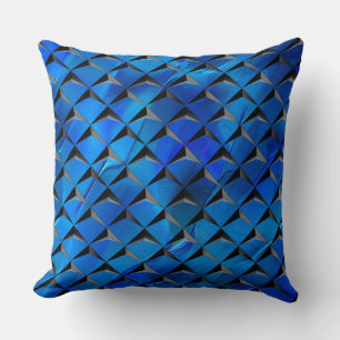 Mix 3D squares with blue texture of background Cushion