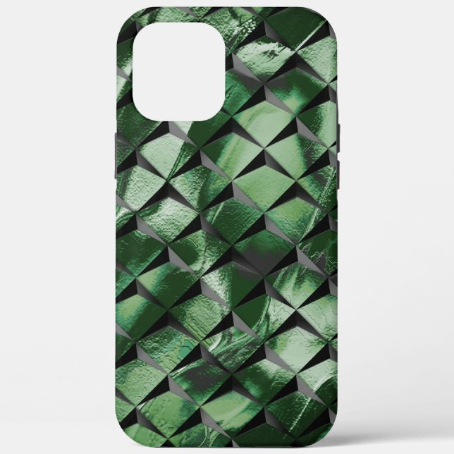 Mix 3D squares with dark green image of background Case-Mate iPhone Case (Back)