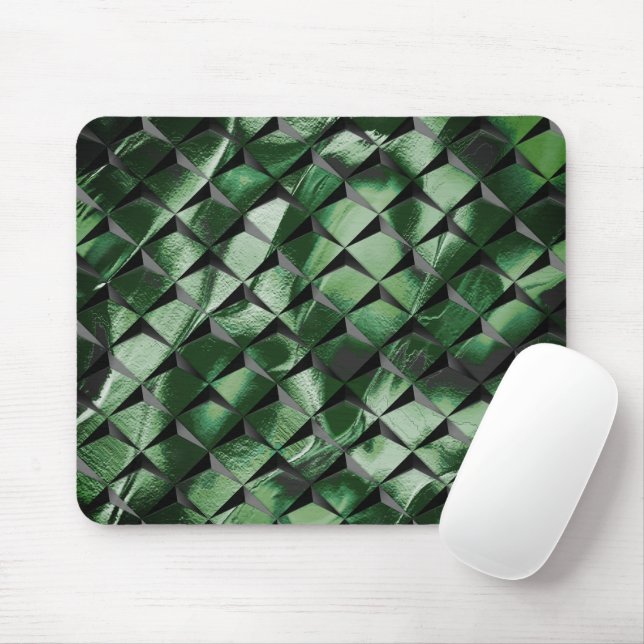Mix 3D squares with dark green image of background Mouse Mat (With Mouse)