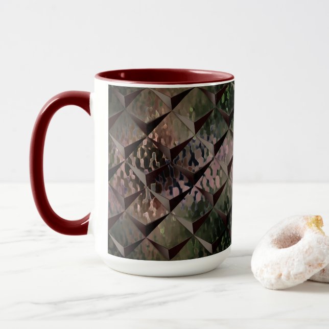 Mix 3D squares with hammered glass of background T Mug (With Donut)