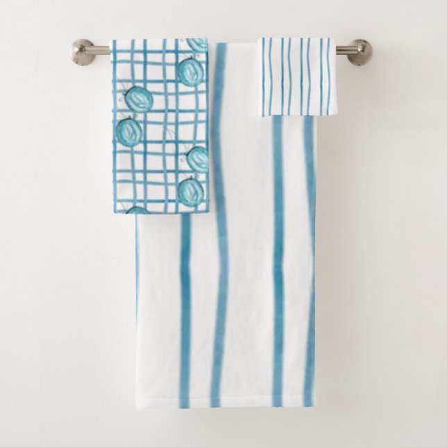 “Mix and Match Blue & White Design” Bath Towel Set (Insitu)