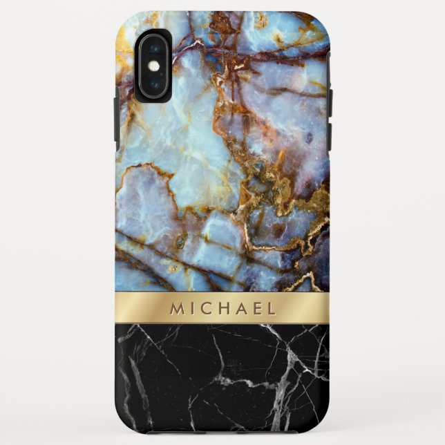 Mix and Match Marble Stone Textures Gold Stripe Case-Mate iPhone Case (Back)