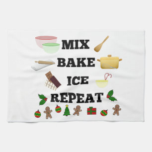 Mix Bake Ice Repeat! on a Christmas Tea Towel