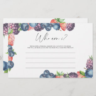 Mix berries - Who am I bridal shower game Stationery