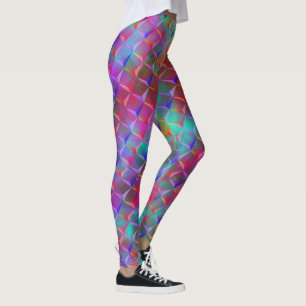 Mix blue, red, orange, lilac and 3D or triangles Leggings